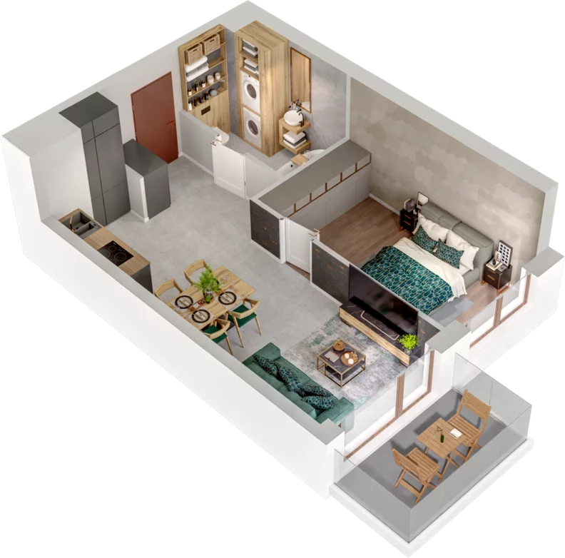 2 pokoje, mieszkanie 38,92 m², piętro 5, oferta nr A106, Witosa Park, Poznań, Winiary, Winiary, ul. Piątkowska 165 A-B