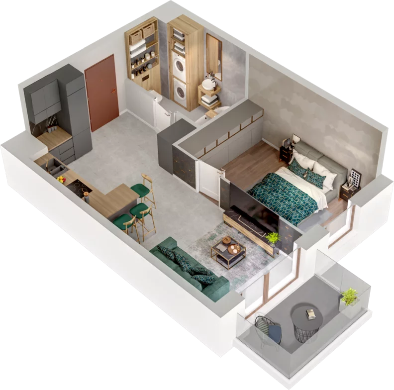 2 pokoje, mieszkanie 38,69 m², piętro 3, oferta nr B63, Witosa Park, Poznań, Winiary, Winiary, ul. Piątkowska 165 A-B
