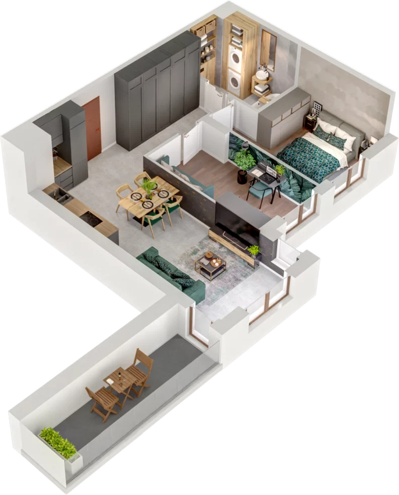 3 pokoje, mieszkanie 54,92 m², piętro 8, oferta nr A64, Witosa Park, Poznań, Winiary, Winiary, ul. Piątkowska 165 A-B