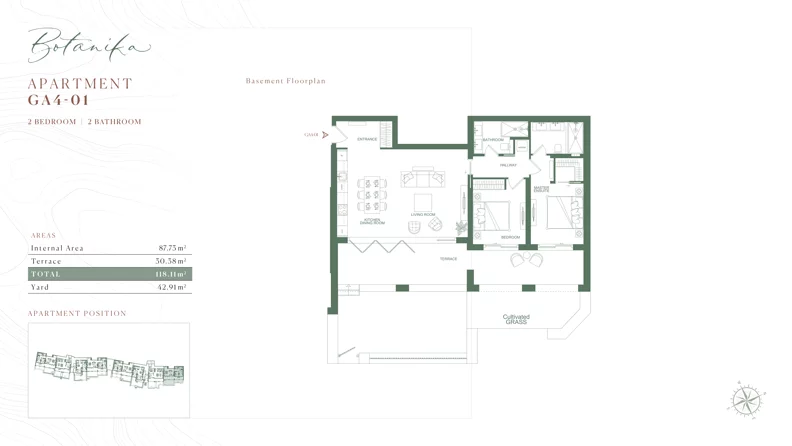 3 pokoje, mieszkanie 118,11 m², parter, oferta nr GA4-01, Botanika - The Peaks by Luštica Bay, Radovici