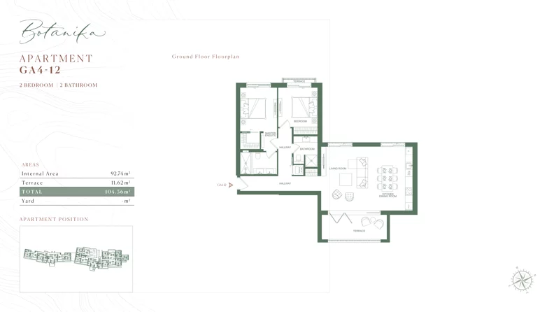 3 pokoje, mieszkanie 104,36 m², piętro 1, oferta nr GA4-12, Botanika - The Peaks by Luštica Bay, Radovici