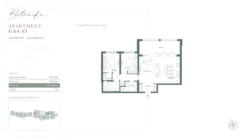 3 pokoje, mieszkanie 105,68 m², piętro 1, oferta nr GA4-13, Botanika - The Peaks by Luštica Bay, Radovici
