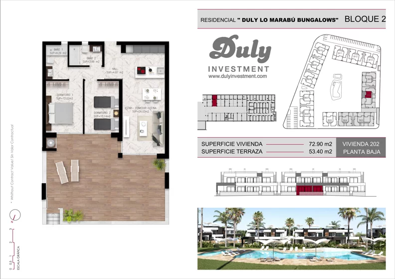 3 pokoje, mieszkanie 72,90 m², parter, oferta nr 202, Lo Marabu, Quesada, c. Gijon