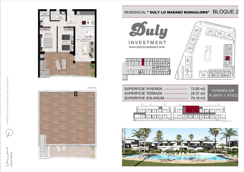 3 pokoje, mieszkanie 72,90 m², piętro 1, oferta nr 206, Lo Marabu, Quesada, c. Gijon