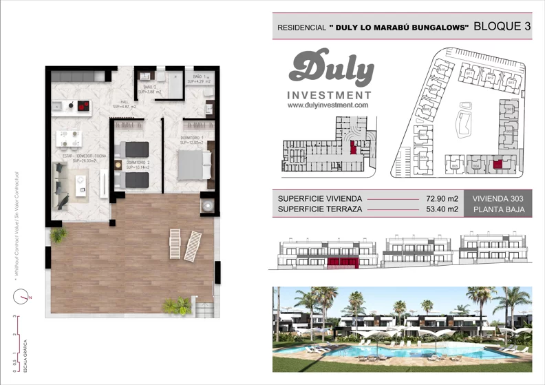 3 pokoje, mieszkanie 72,90 m², parter, oferta nr 303, Lo Marabu, Quesada, c. Gijon