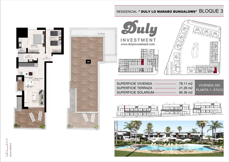 3 pokoje, mieszkanie 78,11 m², piętro 1, oferta nr 305, Lo Marabu, Quesada, c. Gijon