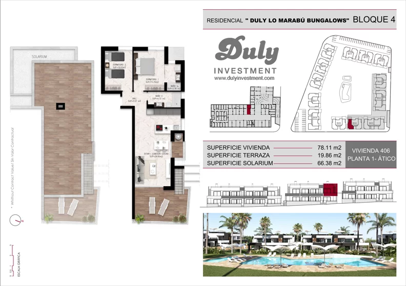 3 pokoje, mieszkanie 78,11 m², piętro 1, oferta nr 406, Lo Marabu, Quesada, c. Gijon