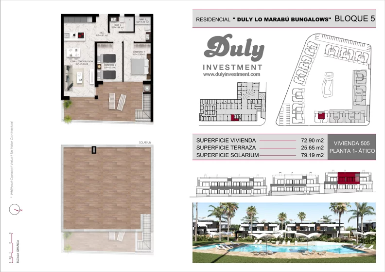 3 pokoje, mieszkanie 72,90 m², piętro 1, oferta nr 505, Lo Marabu, Quesada, c. Gijon