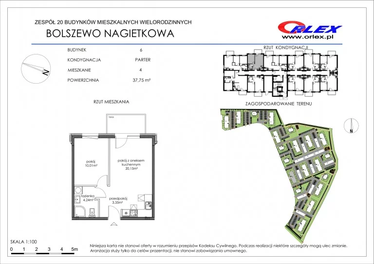2 pokoje, mieszkanie 37,75 m², parter, oferta nr 6/4, Nagietkowa, Bolszewo, ul. Nagietkowa