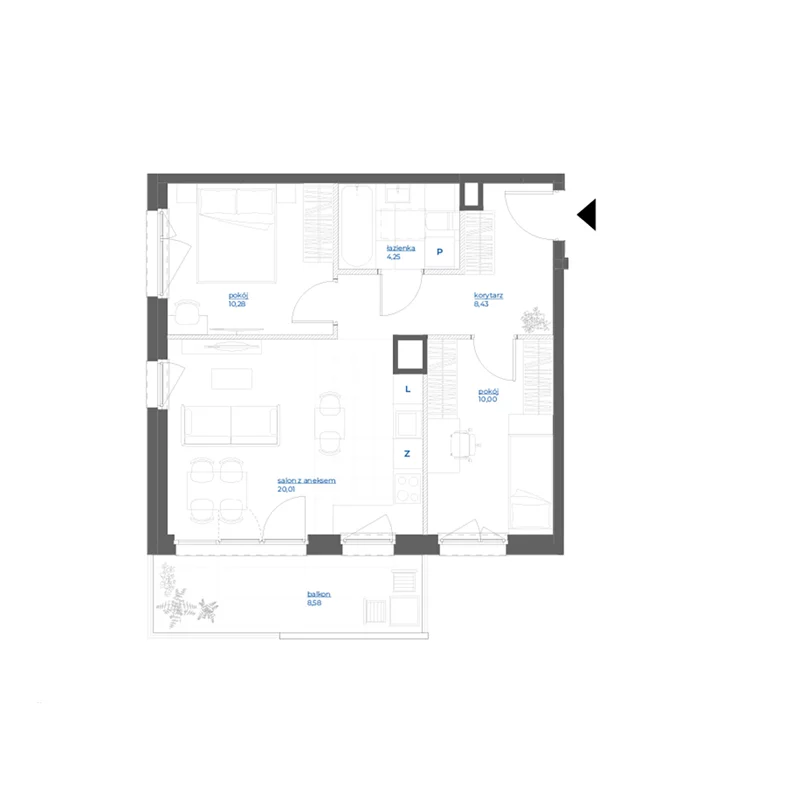 3 pokoje, mieszkanie 52,97 m², piętro 2, oferta nr 28/86, Leśny Marcelin, Poznań, Grunwald, Junikowo, ul. Jeleniogórska