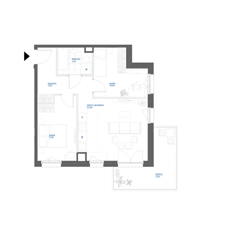 3 pokoje, mieszkanie 55,38 m², piętro 4, oferta nr 28/39, Leśny Marcelin, Poznań, Grunwald, Junikowo, ul. Jeleniogórska