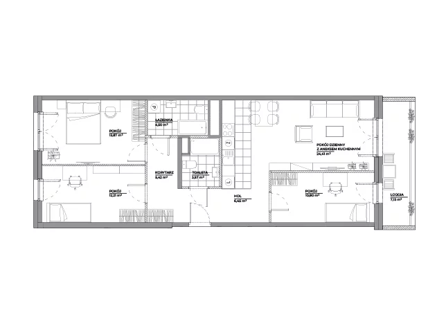 4 pokoje, mieszkanie 82,13 m², piętro 7, oferta nr B1/19, Architektów, Wrocław, Al. Architektów 22-30
