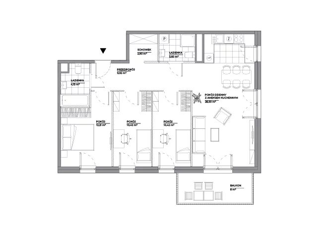 4 pokoje, mieszkanie 82,59 m², piętro 4, oferta nr A/163, Architektów, Wrocław, Al. Architektów 22-30