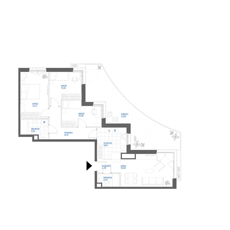 4 pokoje, mieszkanie 83,02 m², piętro 1, oferta nr 28/76, Leśny Marcelin, Poznań, Grunwald, Junikowo, ul. Jeleniogórska