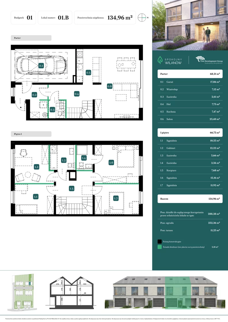 Dom 134,96 m², oferta nr 01.B, Spokojny Wilanów, Warszawa, Wilanów, Zawady, ul. Ruczaj