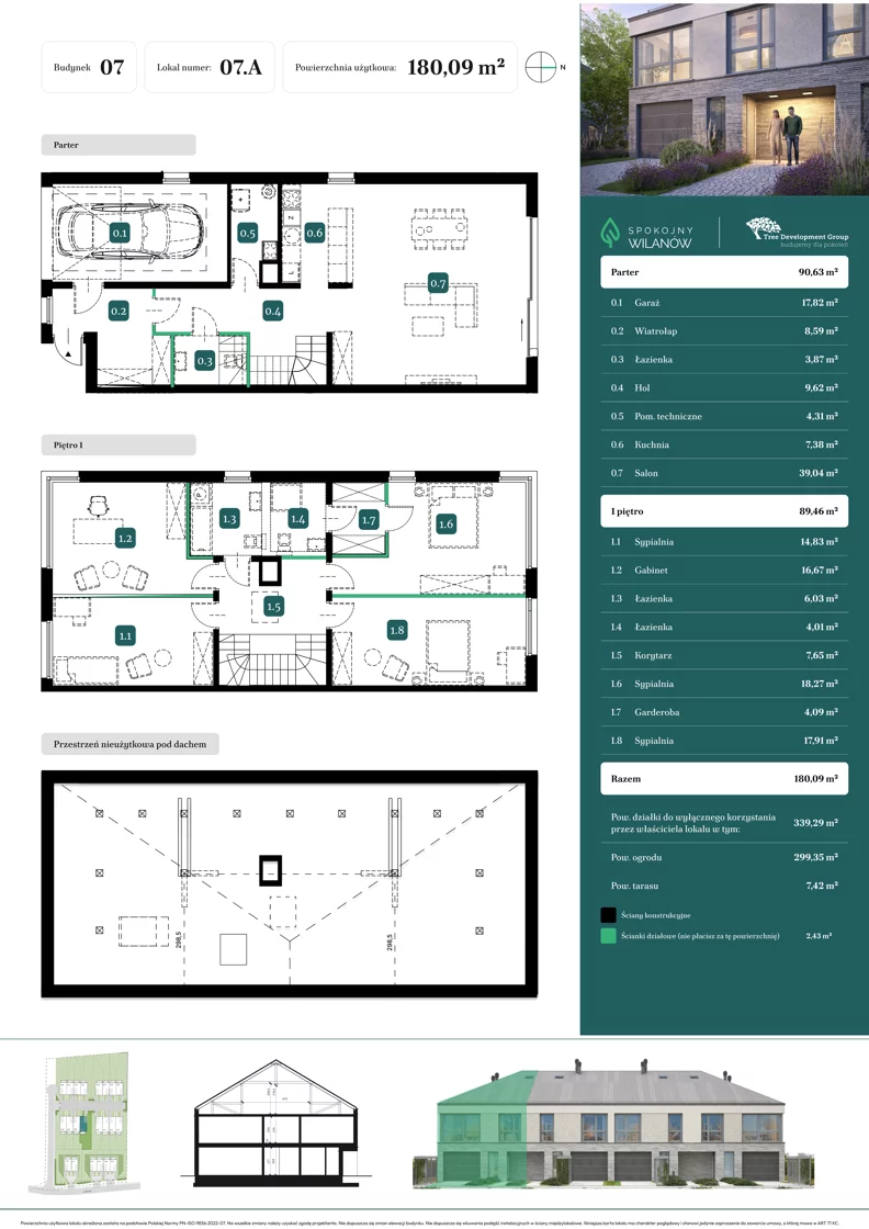 Dom 180,09 m², oferta nr 07.A, Spokojny Wilanów, Warszawa, Wilanów, Zawady, ul. Ruczaj