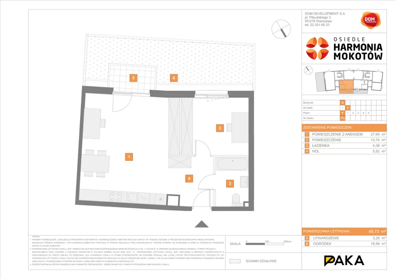 1 pokój, apartament inwestycyjny 48,73 m², parter, oferta nr B/17, Harmonia Mokotów, Warszawa, Mokotów, Siekierki, al. Polski Walczącej / Józefa Becka