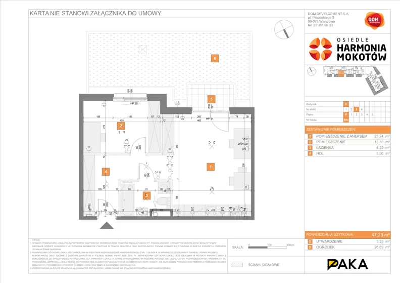 1 pokój, apartament inwestycyjny 47,23 m², parter, oferta nr E/69, Harmonia Mokotów, Warszawa, Mokotów, Siekierki, al. Polski Walczącej / Józefa Becka