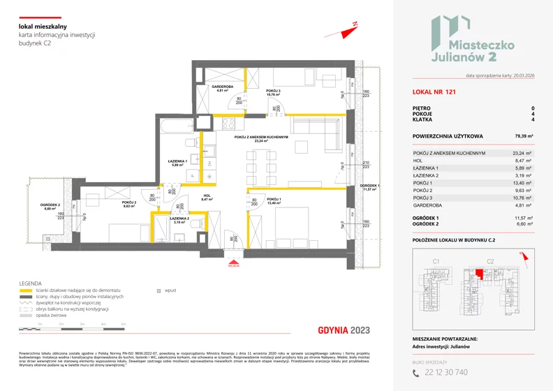 4 pokoje, mieszkanie 79,39 m², parter, oferta nr C2/121, Miasteczko Julianów 2, Julianów, ul. Architektów
