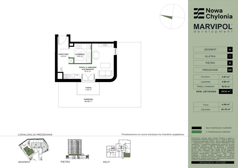 1 pokój, apartament 29,92 m², parter, oferta nr A/A1-0-04, Nowa Chylonia, Gdynia, Chylonia, Chylonia, ul. Pucka 4
