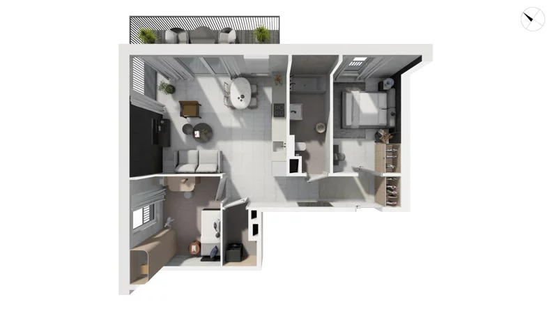 3 pokoje, apartament 62,50 m², piętro 2, oferta nr DANT_DANT_A1.3.2, Ukryte, Gdańsk, Aniołki, ul. Dantyszka
