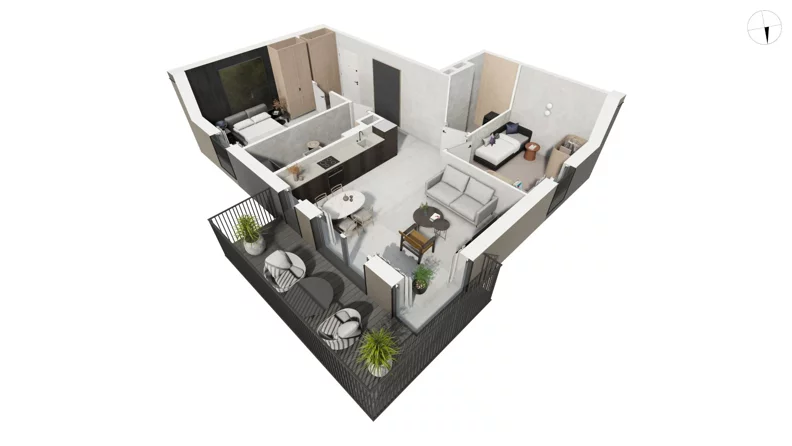 3 pokoje, apartament 62,50 m², piętro 2, oferta nr DANT_DANT_A1.3.2, Ukryte, Gdańsk, Aniołki, ul. Dantyszka
