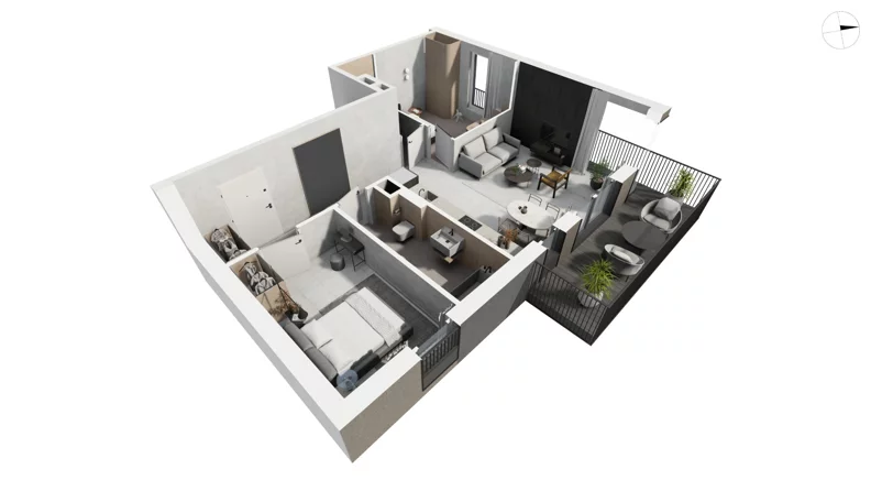 3 pokoje, apartament 62,50 m², piętro 2, oferta nr DANT_DANT_A1.3.2, Ukryte, Gdańsk, Aniołki, ul. Dantyszka