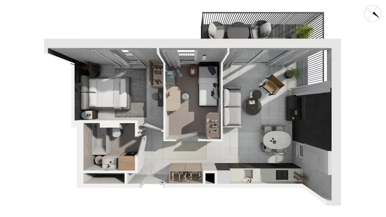 3 pokoje, apartament 52,80 m², piętro 2, oferta nr DANT_DANT_B2.3.1, Ukryte, Gdańsk, Aniołki, ul. Dantyszka