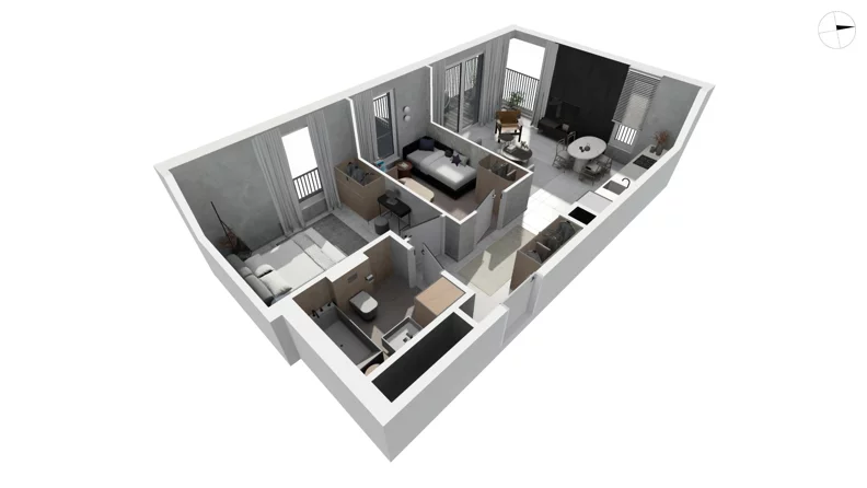 3 pokoje, apartament 52,80 m², piętro 2, oferta nr DANT_DANT_B2.3.1, Ukryte, Gdańsk, Aniołki, ul. Dantyszka