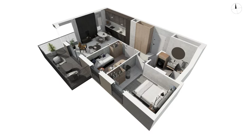 3 pokoje, apartament 52,80 m², piętro 2, oferta nr DANT_DANT_B2.3.1, Ukryte, Gdańsk, Aniołki, ul. Dantyszka