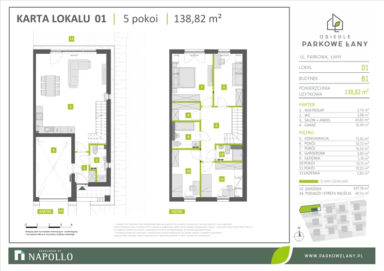 Dom 138,82 m², oferta nr B.1.1, Parkowe Łany, Łany, ul. Parkowa