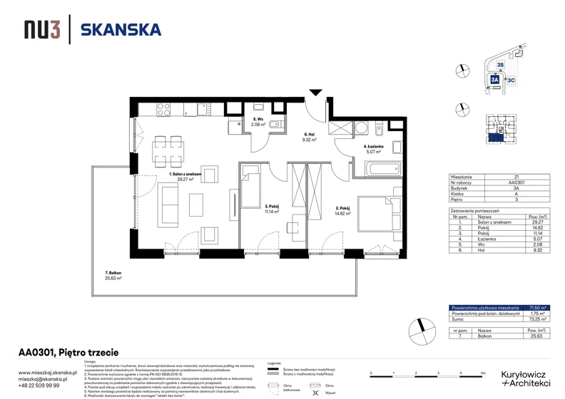 3 pokoje, mieszkanie 71,50 m², piętro 3, oferta nr AA0301, NU3 Warszawa Wola, Warszawa, Wola, Czyste, ul. Kolejowa