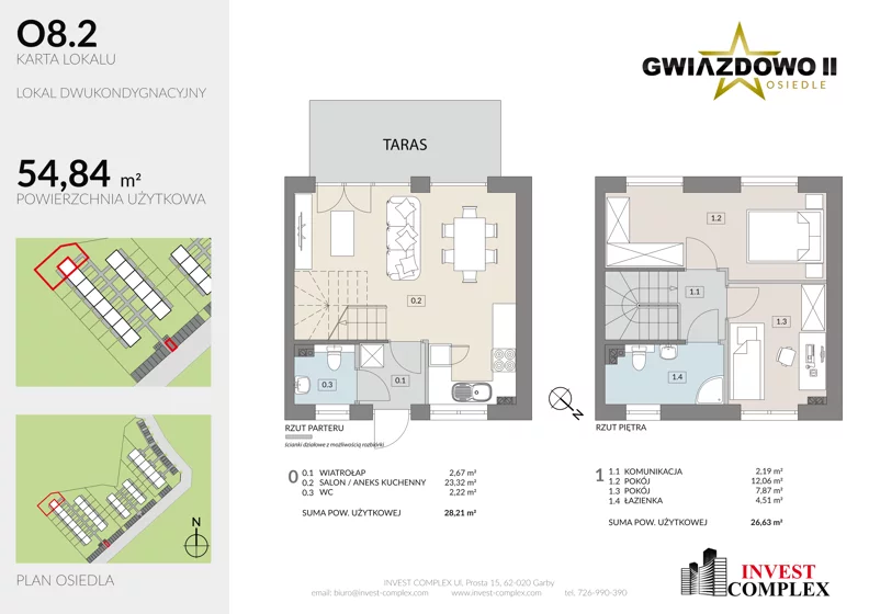 3 pokoje, mieszkanie 54,95 m², parter, oferta nr O8.2, Osiedle Gwiazdowo II, Kostrzyn, Gwiazdowo, ul. Półwiejska