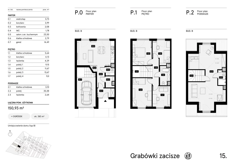 Dom 150,93 m², oferta nr 15, Grabówki Zacisze Etap II, Grabówki, Grabówki 34A