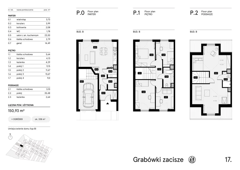 Dom 150,93 m², oferta nr 17, Grabówki Zacisze Etap II, Grabówki, Grabówki 34A