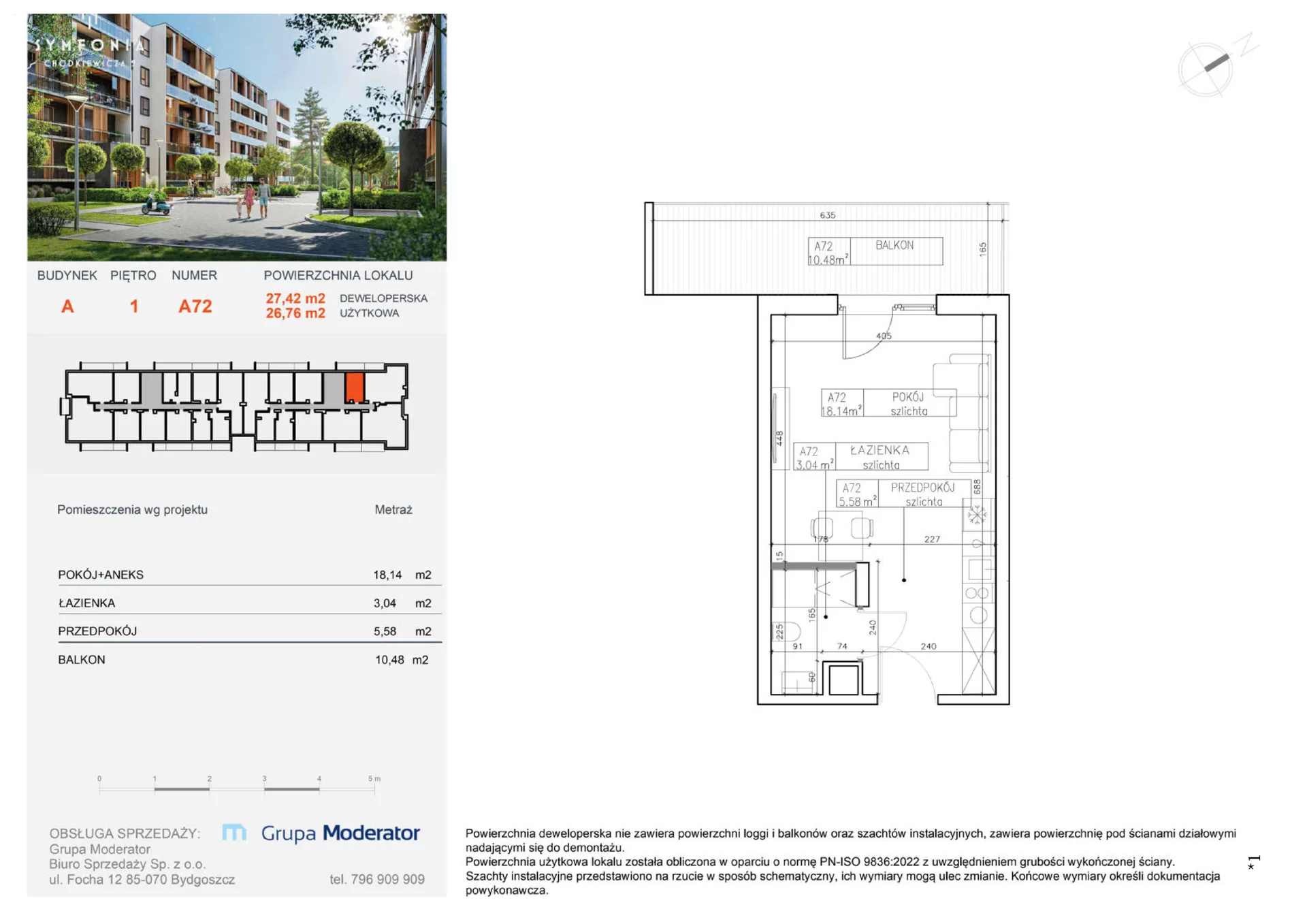 Apartament na sprzedaż 26,76 m², piętro 1, oferta nr A72