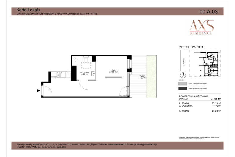 Apartament wakacyjny 27,95 m², parter, oferta nr  00 A 03