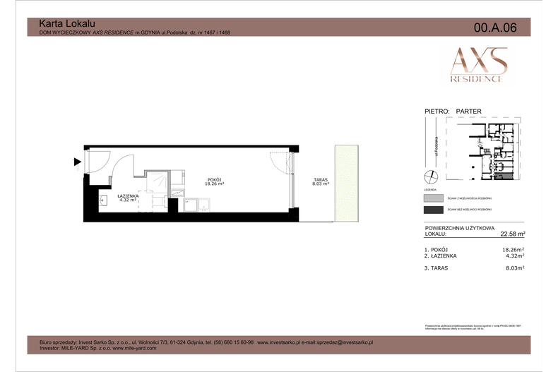 Apartament wakacyjny 22,58 m², parter, oferta nr 00 A 06