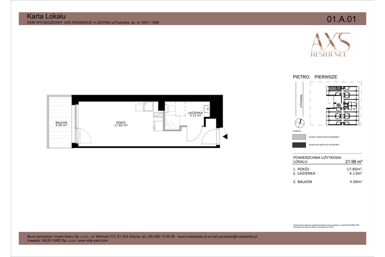 Apartament wakacyjny 21,98 m², piętro 1, oferta nr 01 A 01