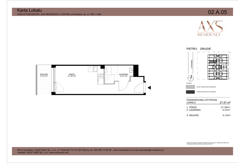 Apartament wakacyjny 21,51 m², piętro 2, oferta nr 02 A 05
