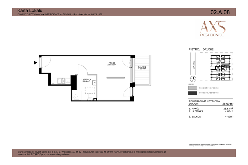 Apartament wakacyjny 28,69 m², piętro 2, oferta nr 02 A 08