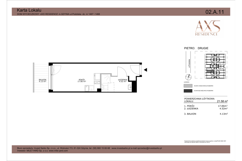 Apartament wakacyjny 21,58 m², piętro 2, oferta nr 02 A 11