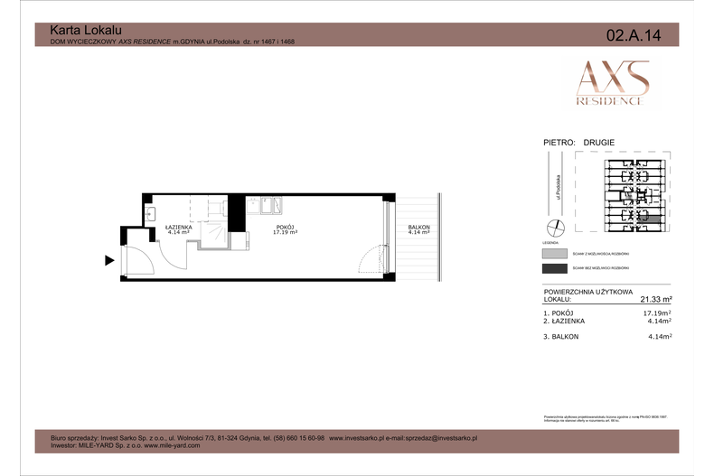 Apartament wakacyjny 25,33 m², piętro 2, oferta nr 02 A 14