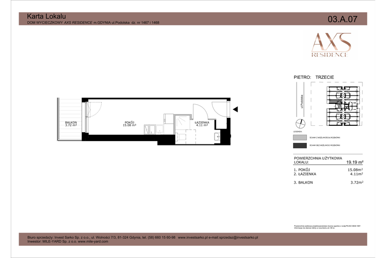 Apartament wakacyjny 19,19 m², piętro 3, oferta nr 03 A 07