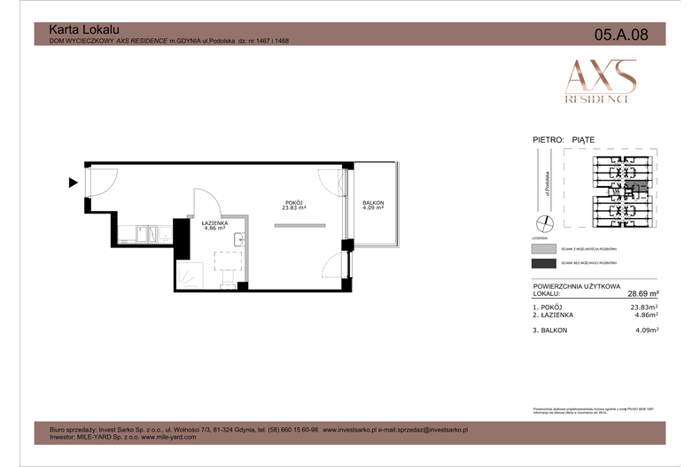 Apartament wakacyjny 28,69 m², piętro 5, oferta nr 05 A 08