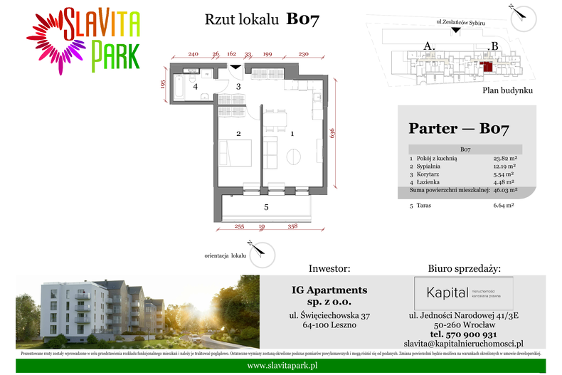 Apartament wakacyjny 46,03 m², parter, oferta nr B07