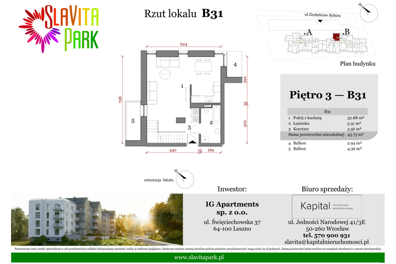 Apartament wakacyjny 43,75 m², piętro 3, oferta nr B31