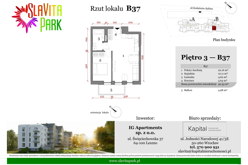 Apartament wakacyjny 40,53 m², piętro 3, oferta nr B37