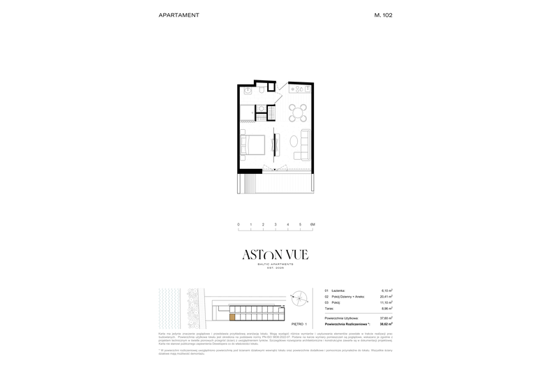 Apartament wakacyjny 38,62 m², piętro 1, oferta nr 102
