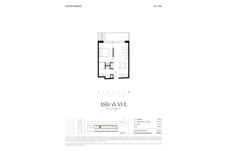 Apartament wakacyjny 38,64 m², piętro 1, oferta nr 105